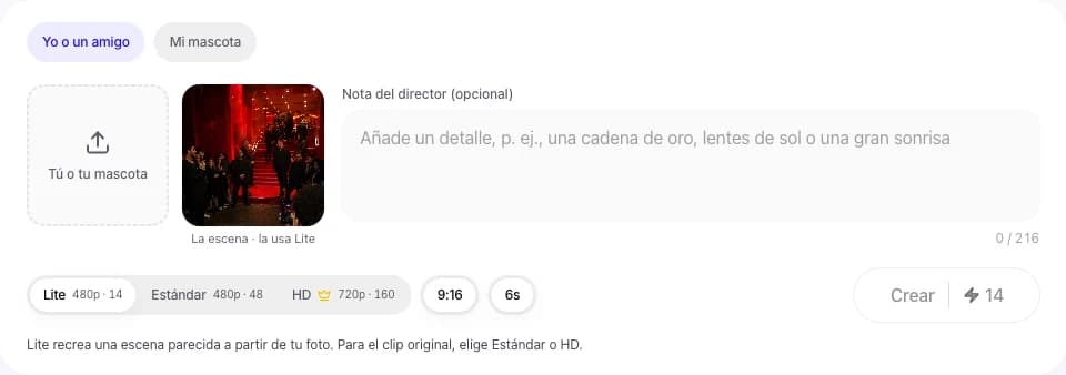 Generador de videos de Bulin 47 con IA: casilla para subir tu foto